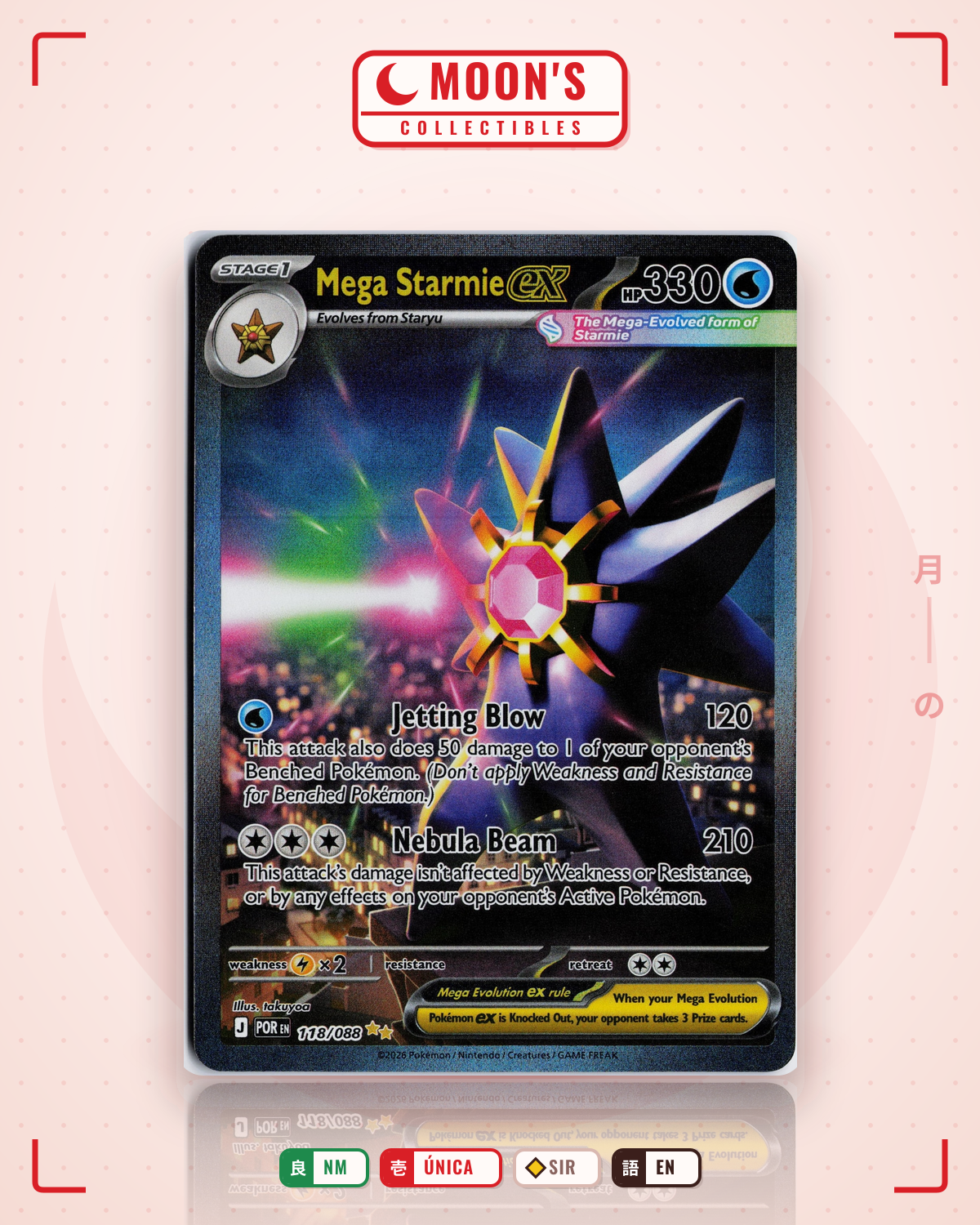 Carta Pokémon Mega Starmie ex · Perfect Order #118/088 (NM) — pieza única en Moon's Collectibles México
