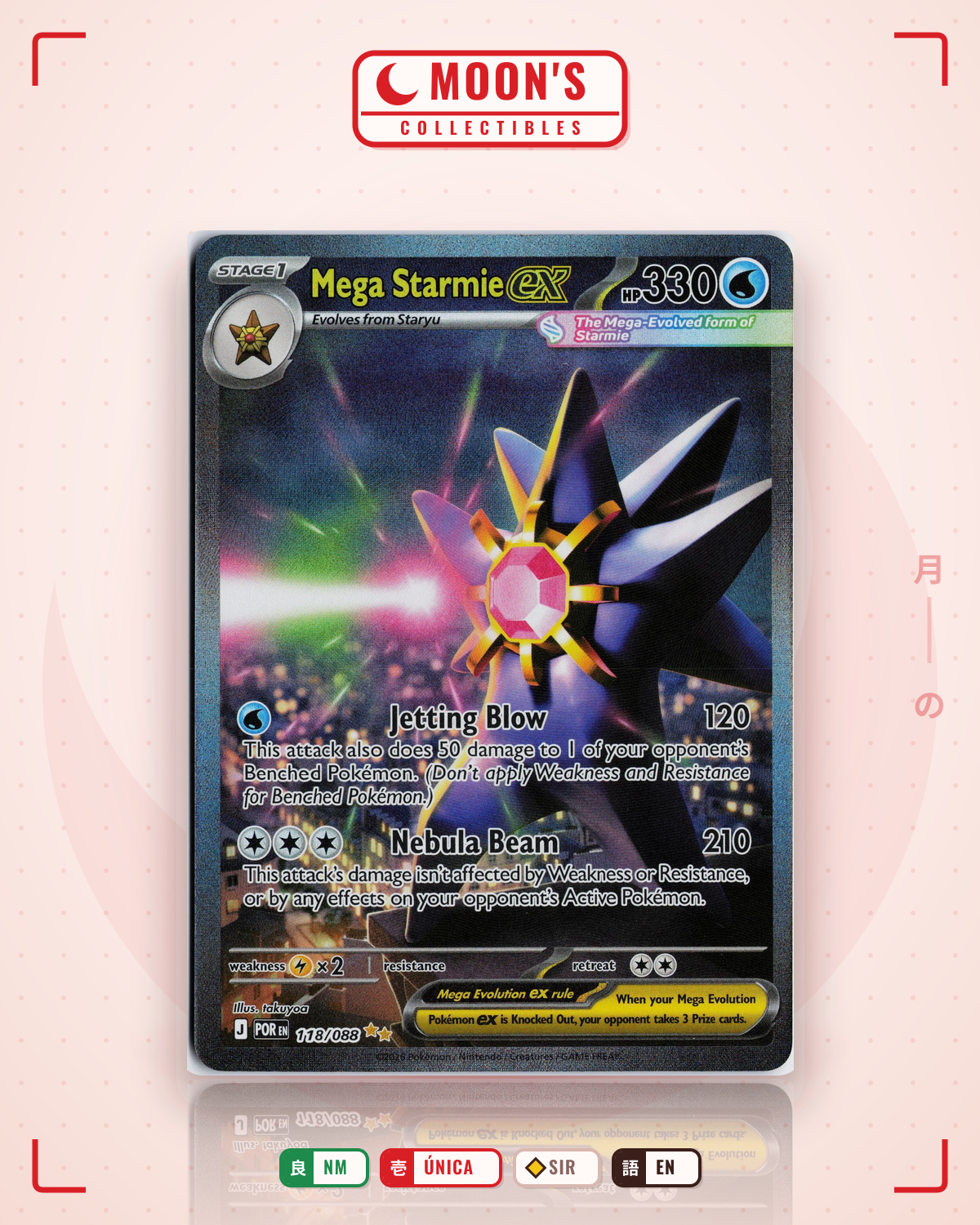Carta Pokémon Mega Starmie ex · Perfect Order #118/088 (NM) — pieza única en Moon's Collectibles México