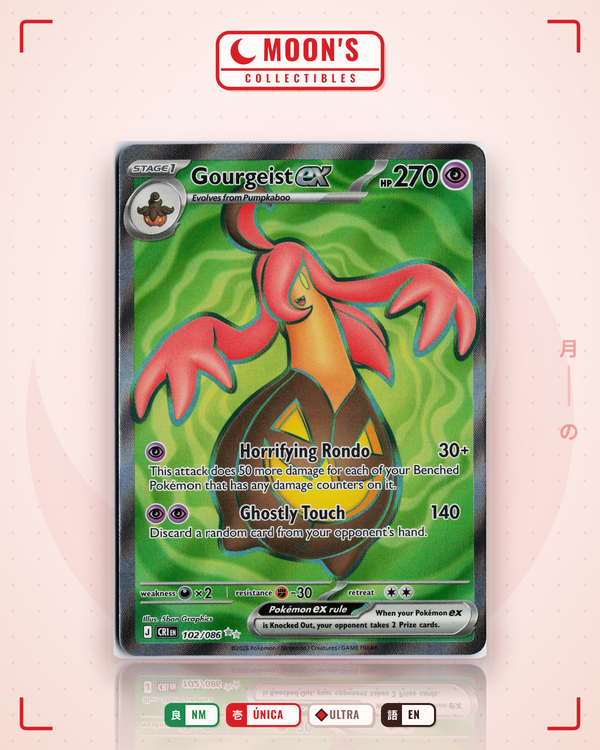 Carta Pokémon Gourgeist ex · Chaos Rising #102/086 (NM) — pieza única en Moon's Collectibles México