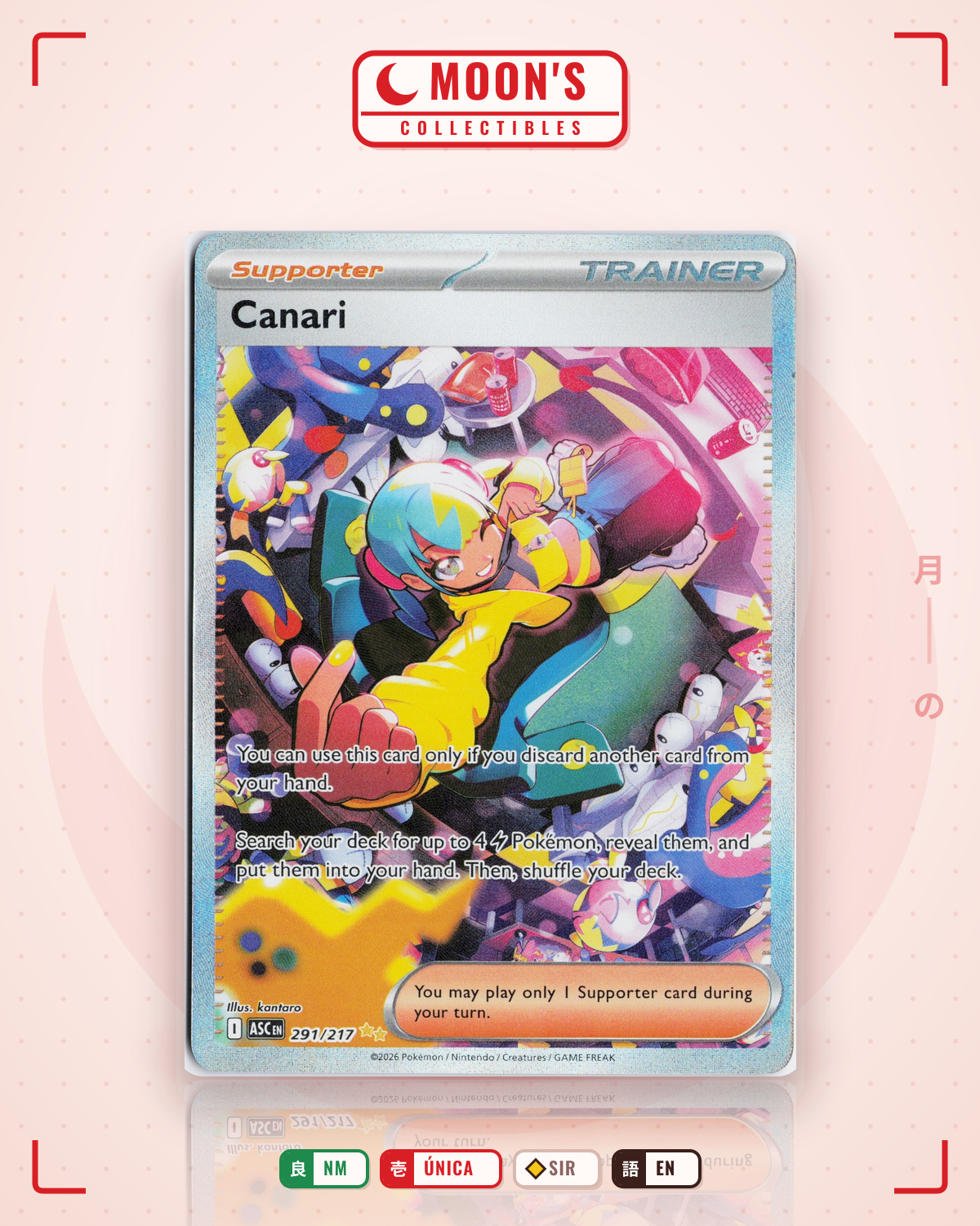 Carta Pokémon Canari · Ascended Heroes #291/217 (NM) — pieza única en Moon's Collectibles México