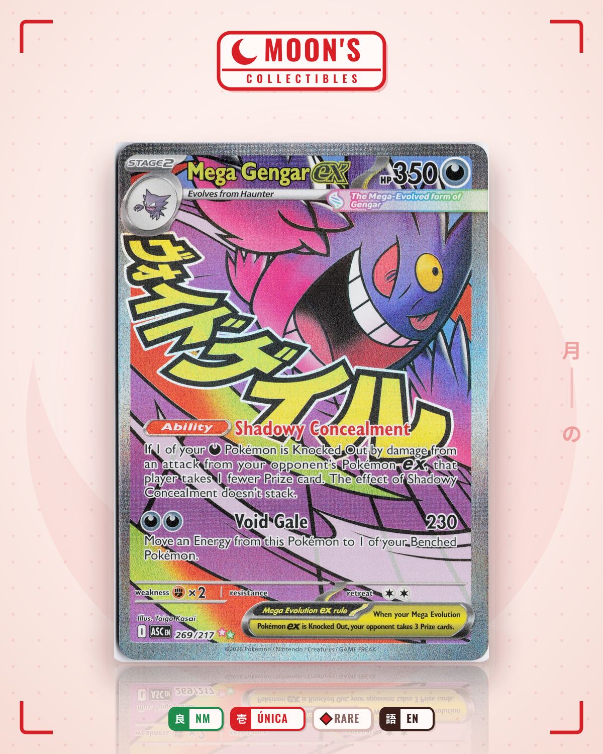 Carta Pokémon Mega Gengar ex · Ascended Heroes #269/217 (NM) — pieza única en Moon's Collectibles México