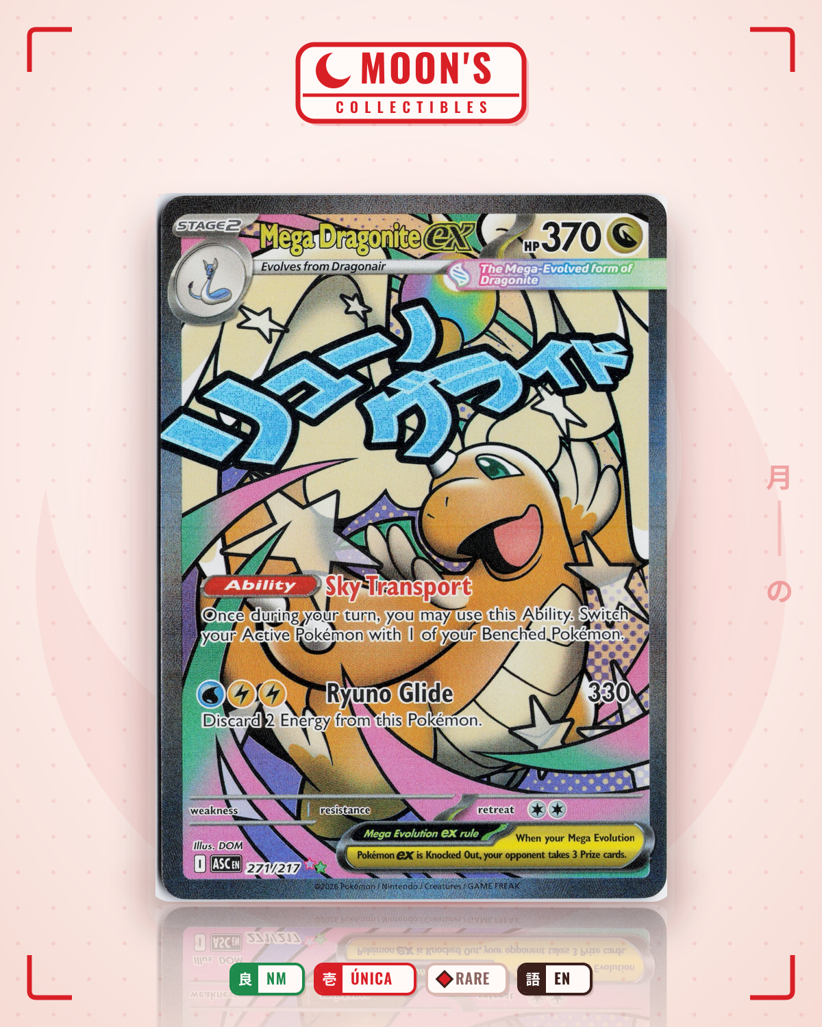 Carta Pokémon Mega Dragonite ex · Ascended Heroes #271/217 (NM) — pieza única en Moon's Collectibles México