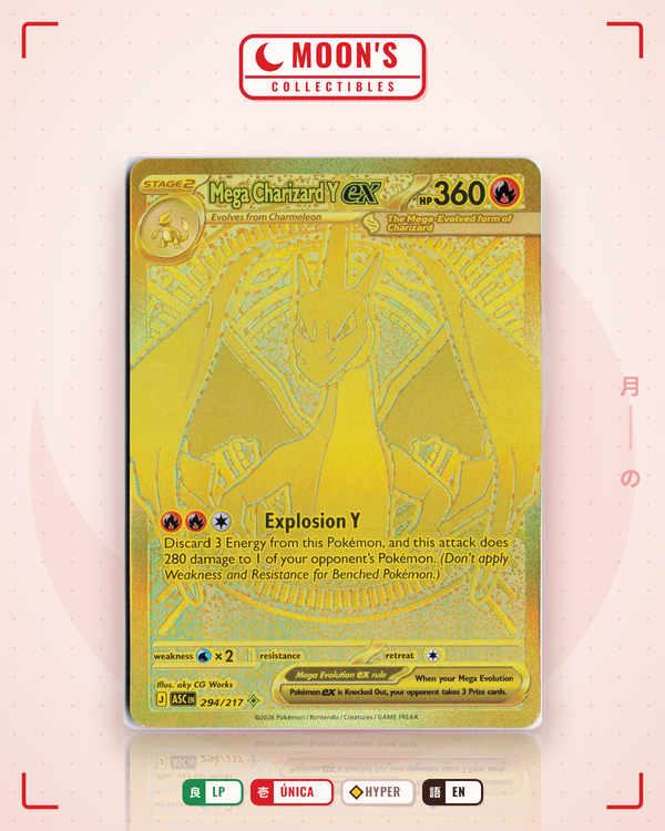 Carta Pokémon Mega Charizard Y ex · Ascended Heroes #294/217 (LP) — pieza única en Moon's Collectibles México
