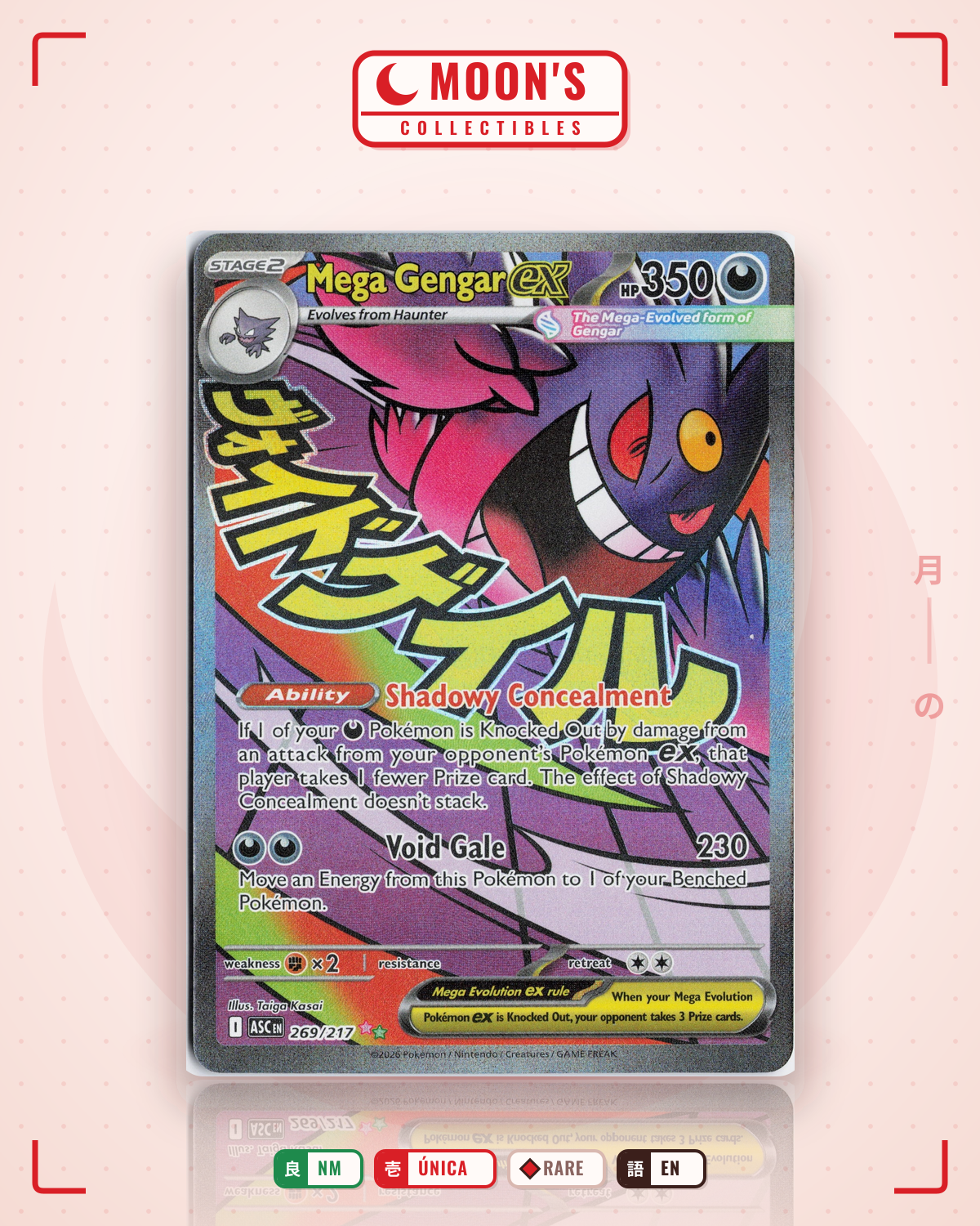 Carta Pokémon Mega Gengar ex · Ascended Heroes #269/217 (NM) — pieza única en Moon's Collectibles México