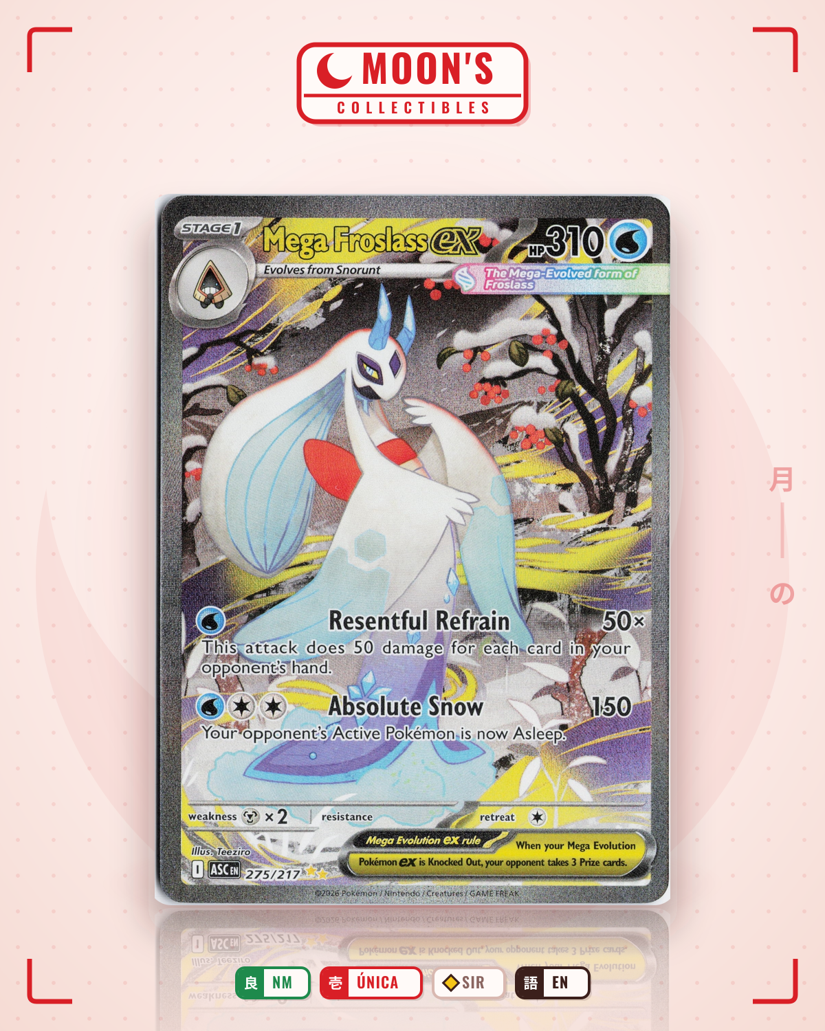 Carta Pokémon Mega Froslass ex · Ascended Heroes #275/217 (NM) — pieza única en Moon's Collectibles México