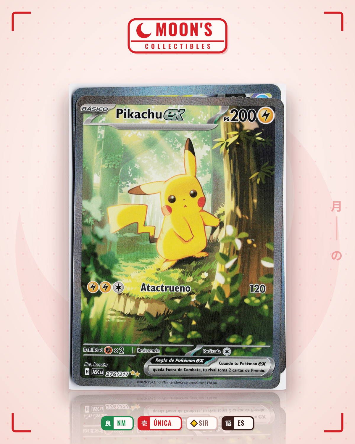 Carta Pokémon Pikachu ex · Ascended Heroes #276/217 (NM) — pieza única en Moon's Collectibles México