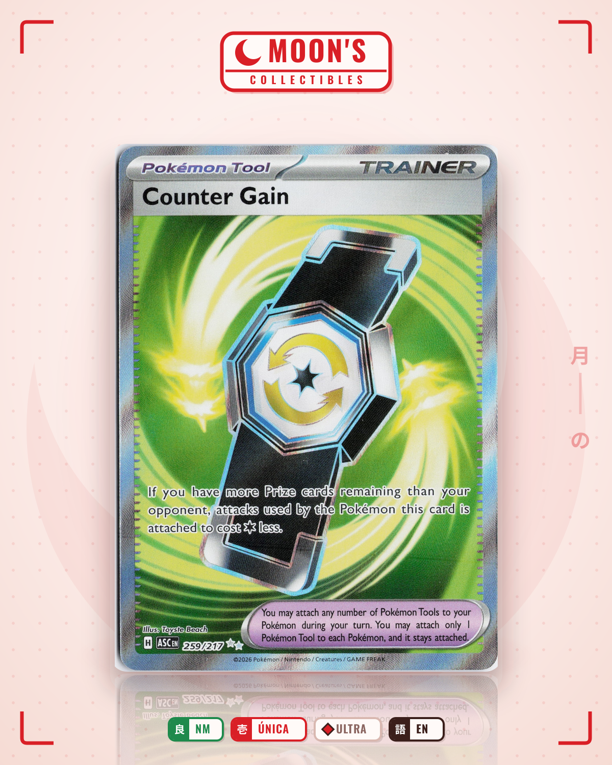 Carta Pokémon Counter Gain · Ascended Heroes #259/217 (NM) — pieza única en Moon's Collectibles México