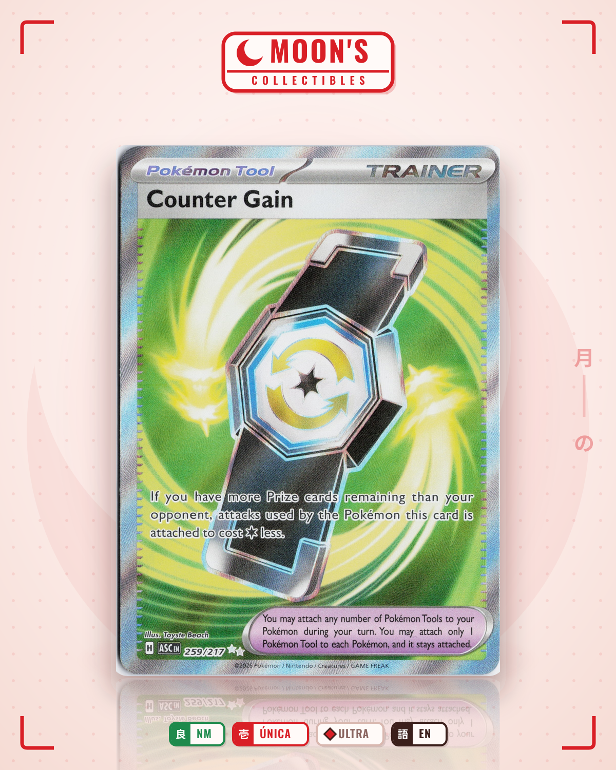 Carta Pokémon Counter Gain · Ascended Heroes #259/217 (NM) — pieza única en Moon's Collectibles México