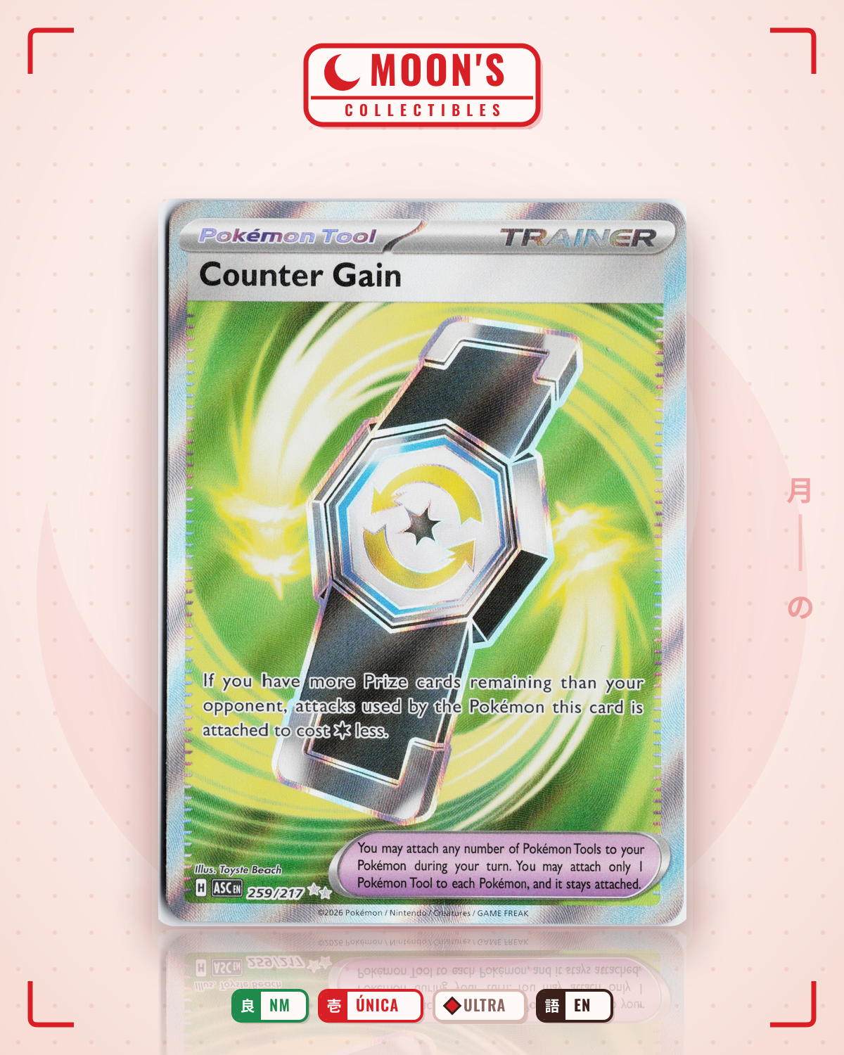 Carta Pokémon Counter Gain · Ascended Heroes #259/217 (NM) — pieza única en Moon's Collectibles México