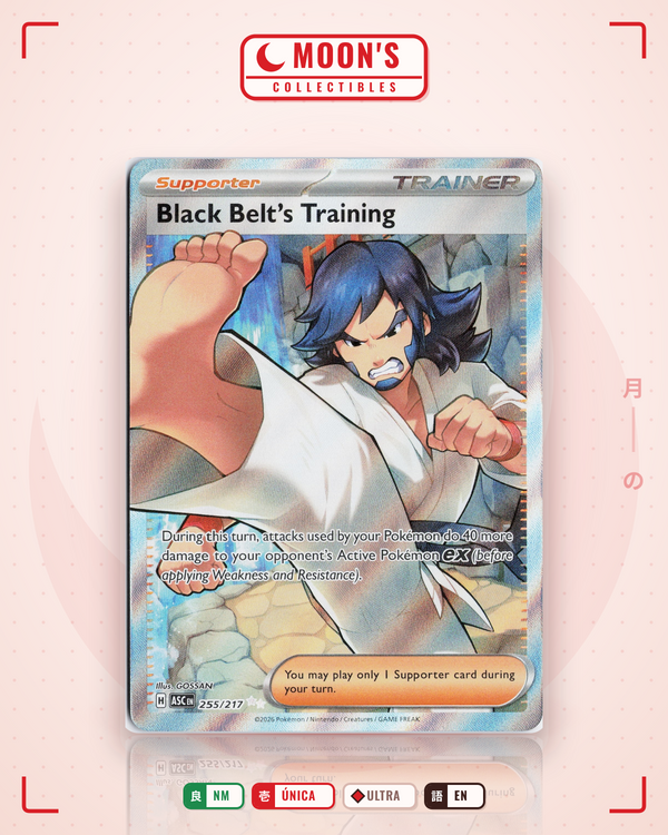 Carta Pokémon Black Belt's Training · Ascended Heroes #255/217 (NM) — pieza única en Moon's Collectibles México
