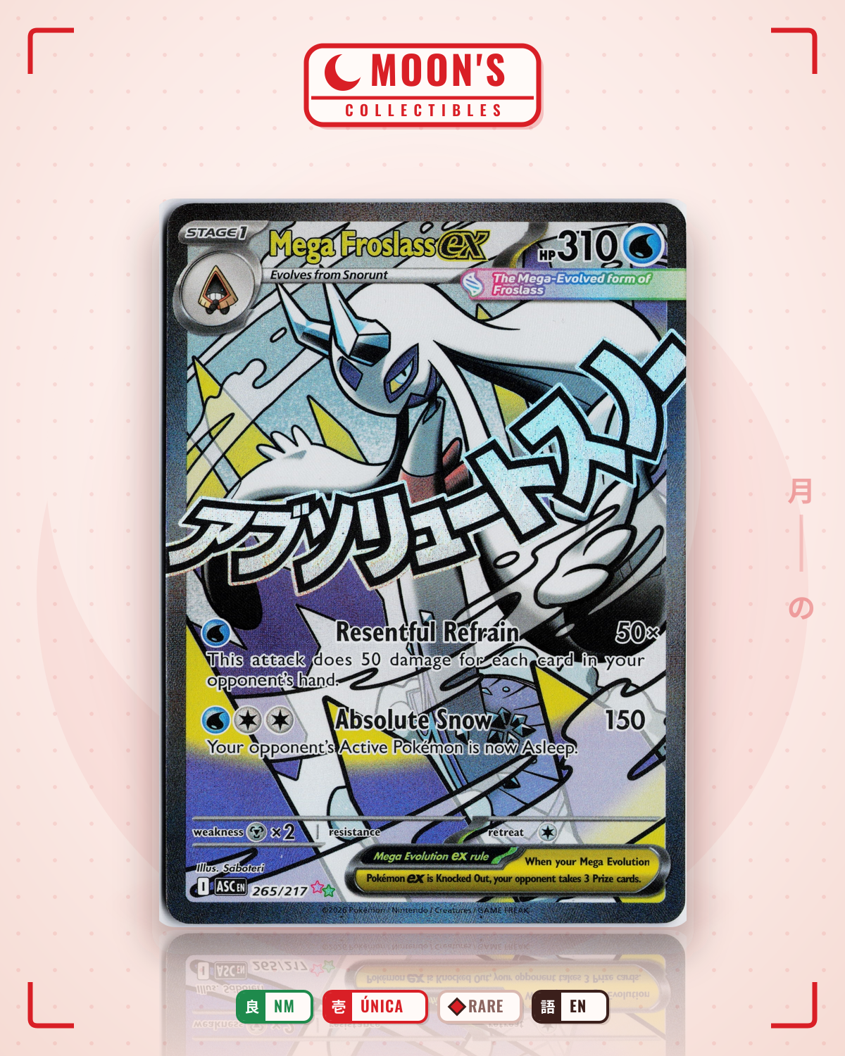 Carta Pokémon Mega Froslass ex · Ascended Heroes #265/217 (NM) — pieza única en Moon's Collectibles México