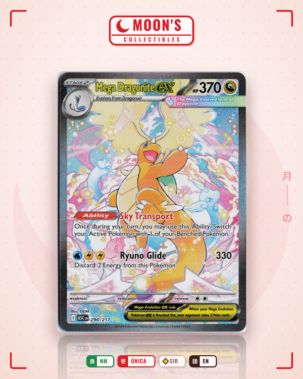 Carta Pokémon Mega Dragonite ex · Ascended Heroes #290/217 (NM) — pieza única en Moon's Collectibles México