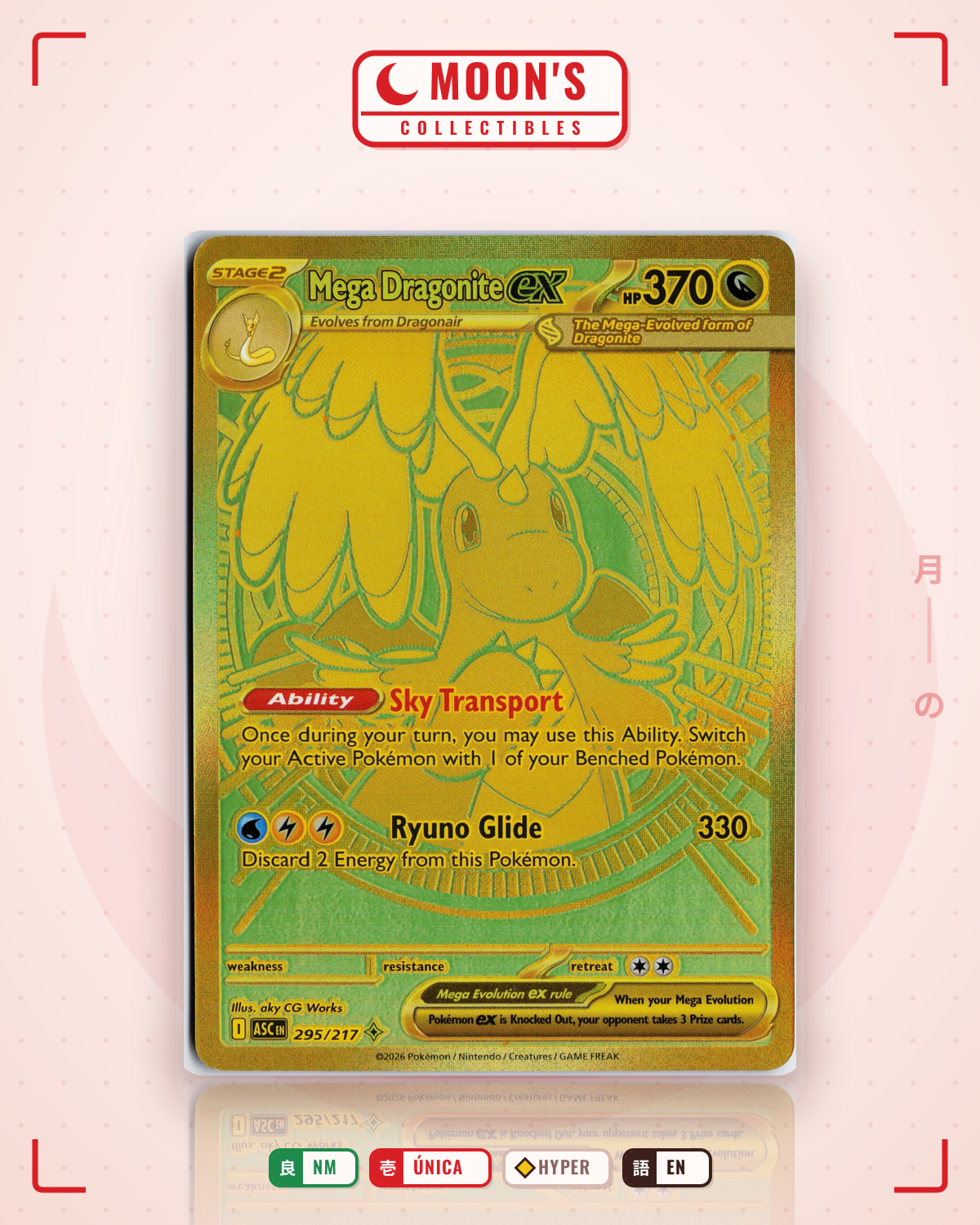 Carta Pokémon Mega Dragonite ex · Ascended Heroes #295/217 (NM) — pieza única en Moon's Collectibles México