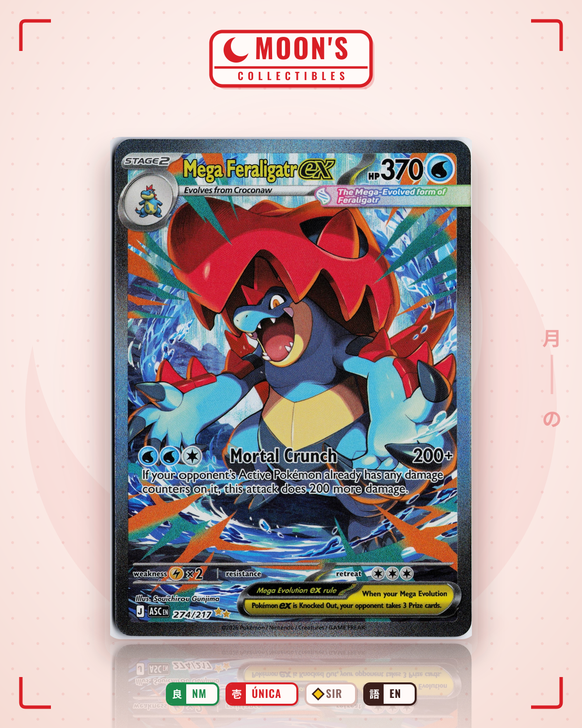 Carta Pokémon Mega Feraligatr ex · Ascended Heroes #274/217 (NM) — pieza única en Moon's Collectibles México