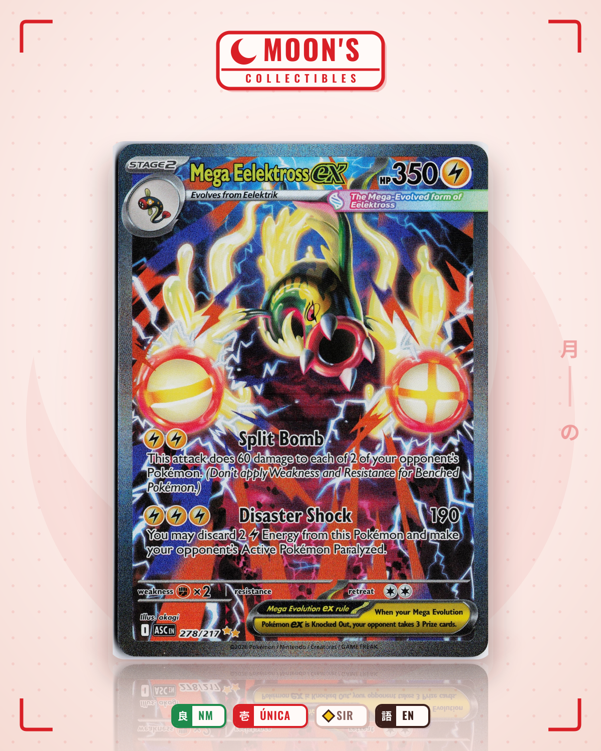 Carta Pokémon Mega Eelektross ex · Ascended Heroes #278/217 (NM) — pieza única en Moon's Collectibles México