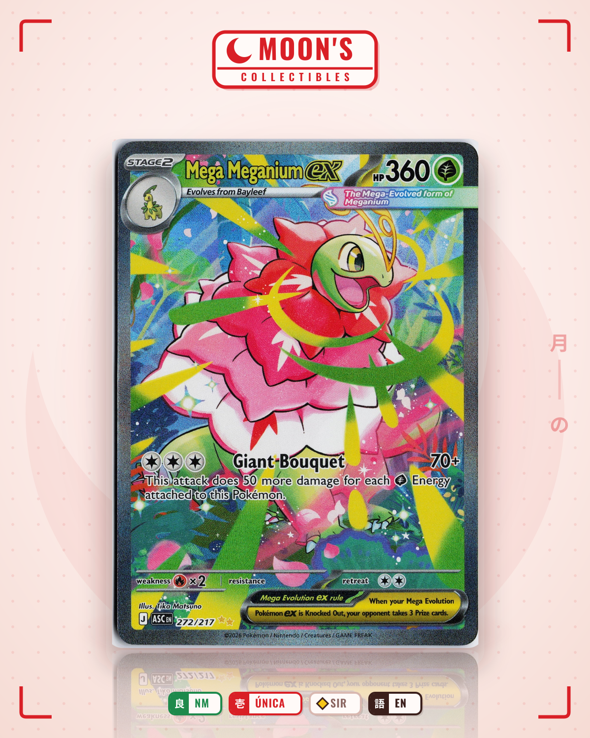 Carta Pokémon Mega Meganium ex · Ascended Heroes #272/217 (NM) — pieza única en Moon's Collectibles México