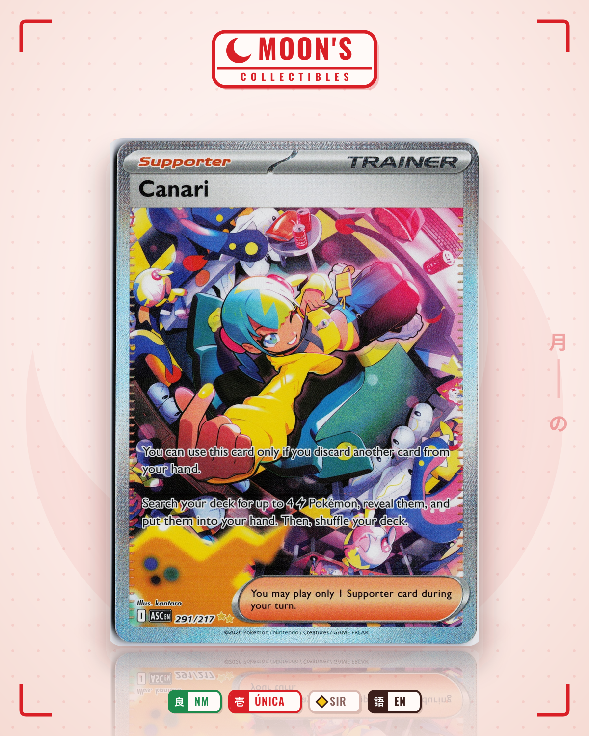 Carta Pokémon Canari · Ascended Heroes #291/217 (NM) — pieza única en Moon's Collectibles México