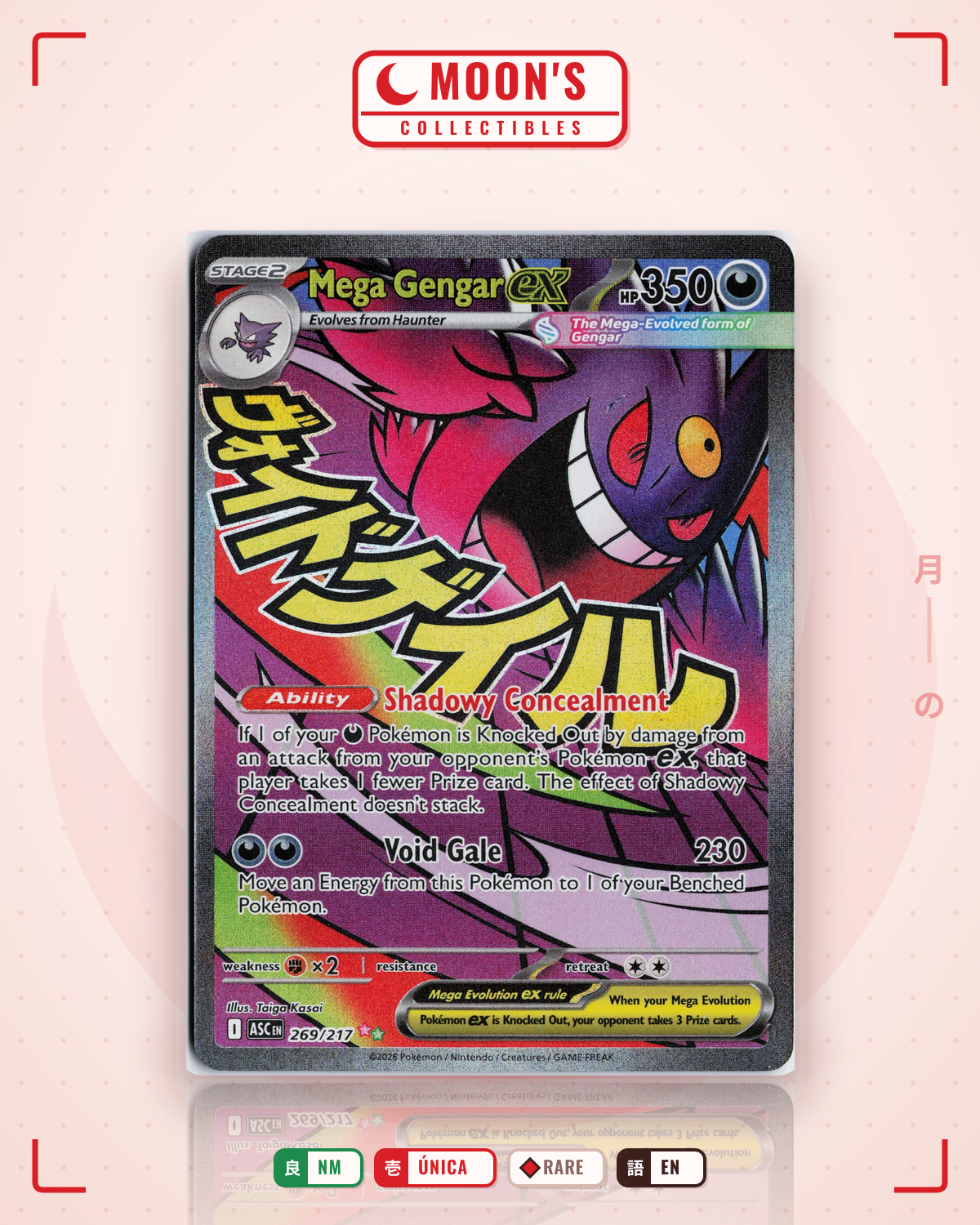 Carta Pokémon Mega Gengar ex · Ascended Heroes #269/217 (NM) — pieza única en Moon's Collectibles México