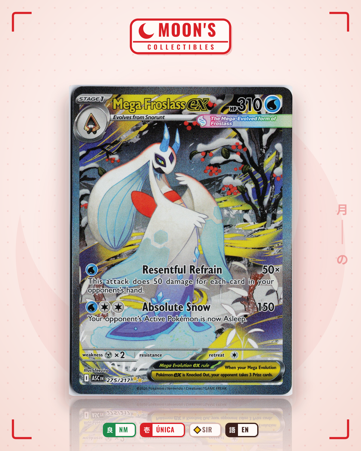 Carta Pokémon Mega Froslass ex · Ascended Heroes #275/217 (NM) — pieza única en Moon's Collectibles México