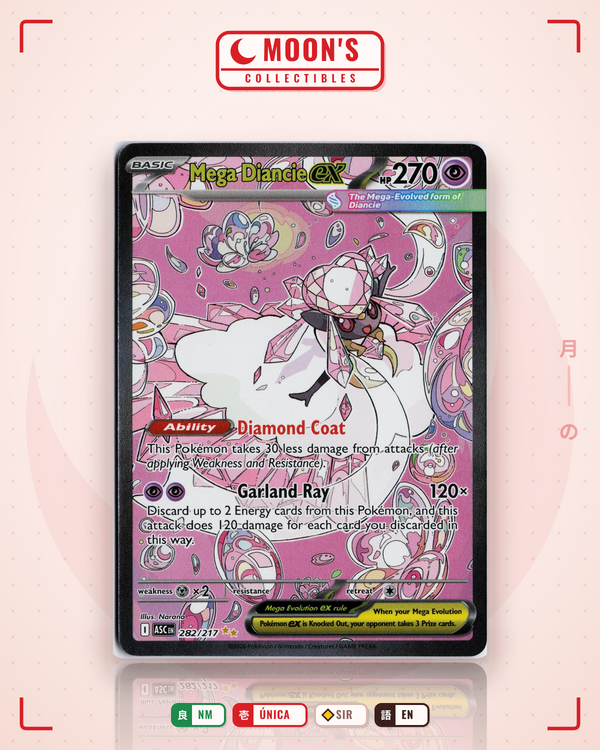 Carta Pokémon Mega Diancie ex · Ascended Heroes #282/217 (NM) — pieza única en Moon's Collectibles México