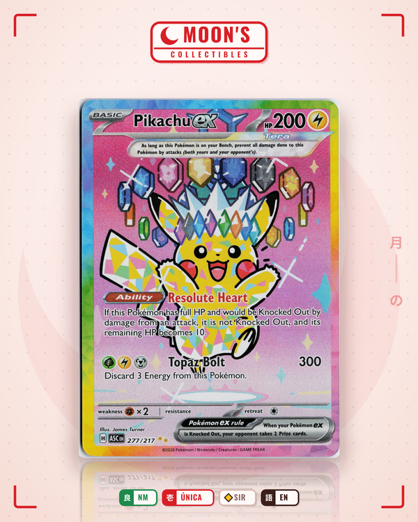 Carta Pokémon Pikachu ex · Ascended Heroes #277/217 (NM) — pieza única en Moon's Collectibles México