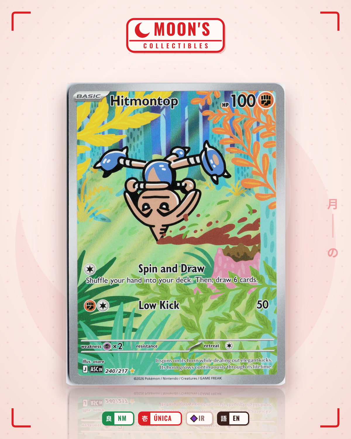Carta Pokémon Hitmontop · Ascended Heroes #240/217 (NM) — pieza única en Moon's Collectibles México