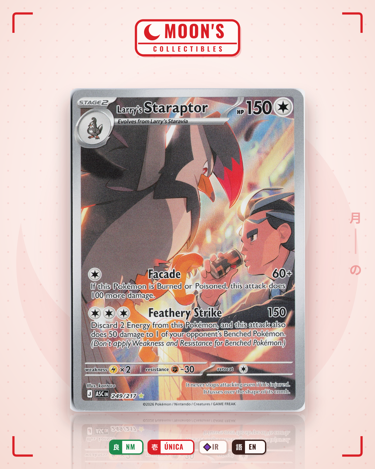 Carta Pokémon Larry's Staraptor · Ascended Heroes #249/217 (NM) — pieza única en Moon's Collectibles México