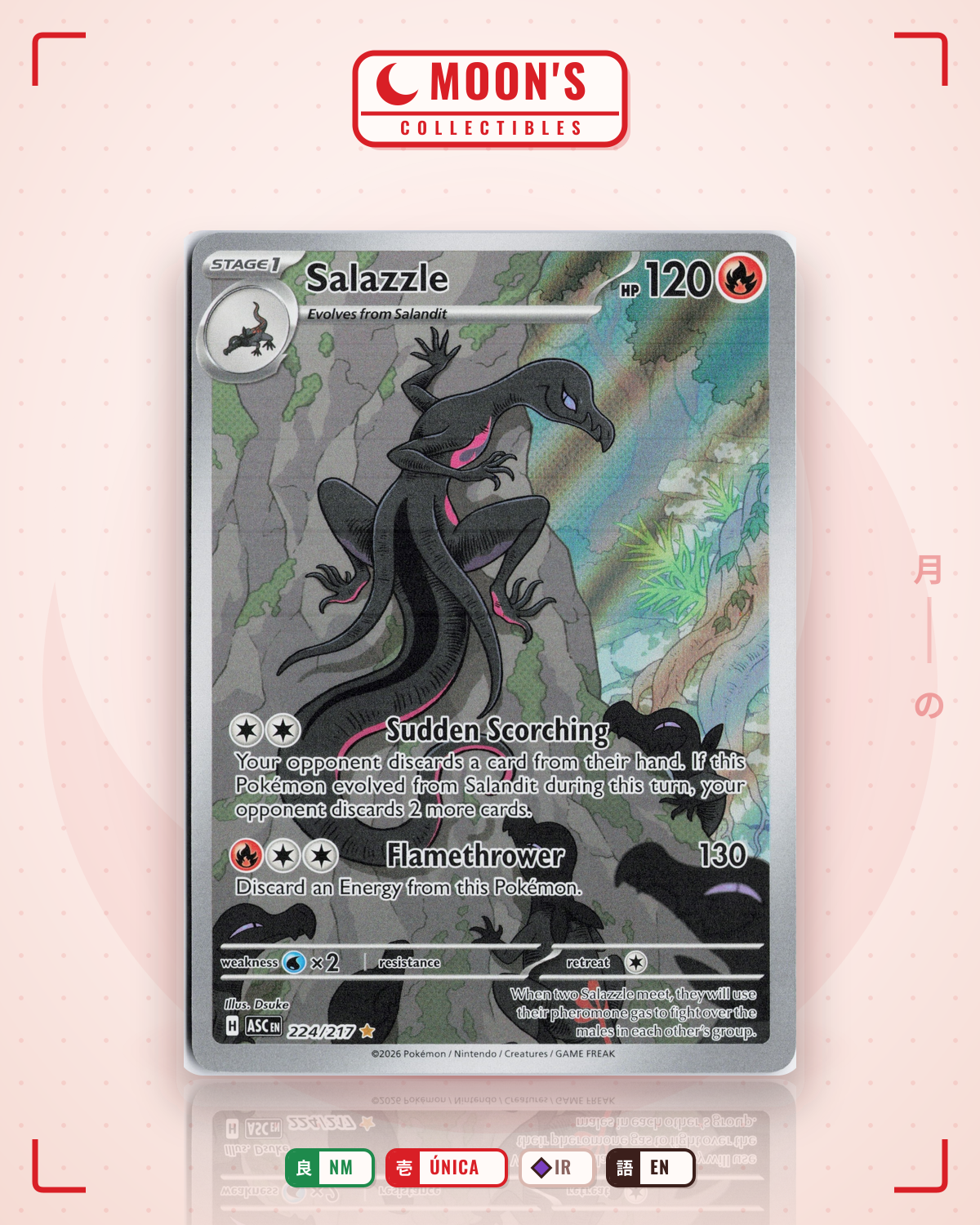 Carta Pokémon Salazzle · Ascended Heroes #224/217 (NM) — pieza única en Moon's Collectibles México