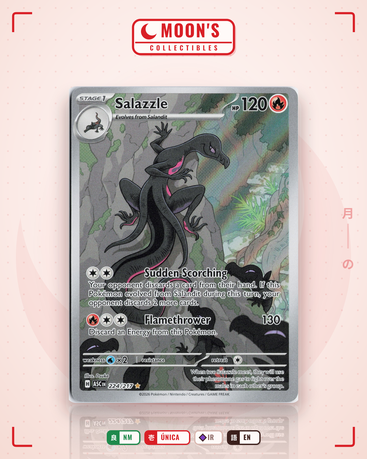 Carta Pokémon Salazzle · Ascended Heroes #224/217 (NM) — pieza única en Moon's Collectibles México