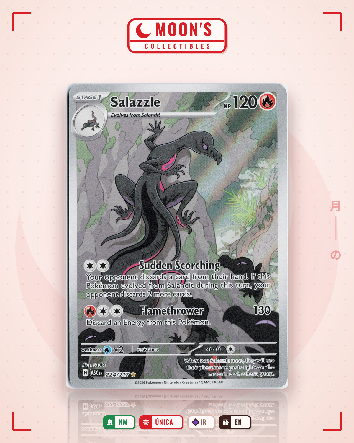 Carta Pokémon Salazzle · Ascended Heroes #224/217 (NM) — pieza única en Moon's Collectibles México