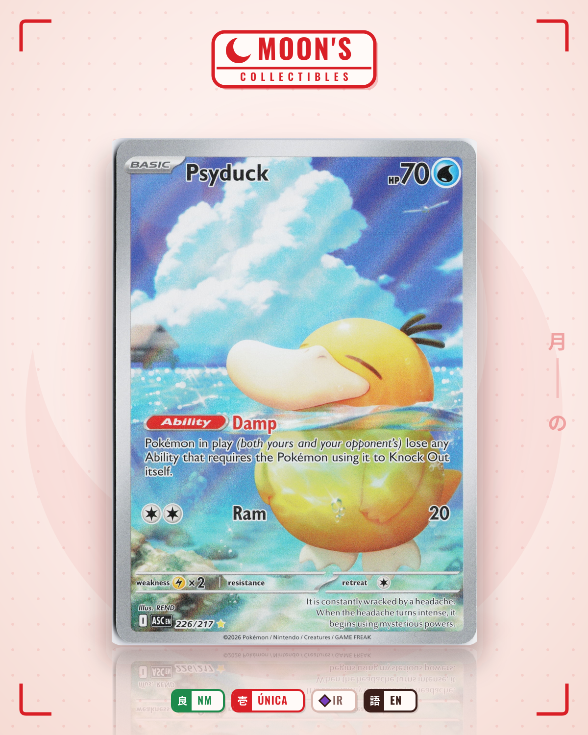 Carta Pokémon Psyduck · Ascended Heroes #226/217 (NM) — pieza única en Moon's Collectibles México