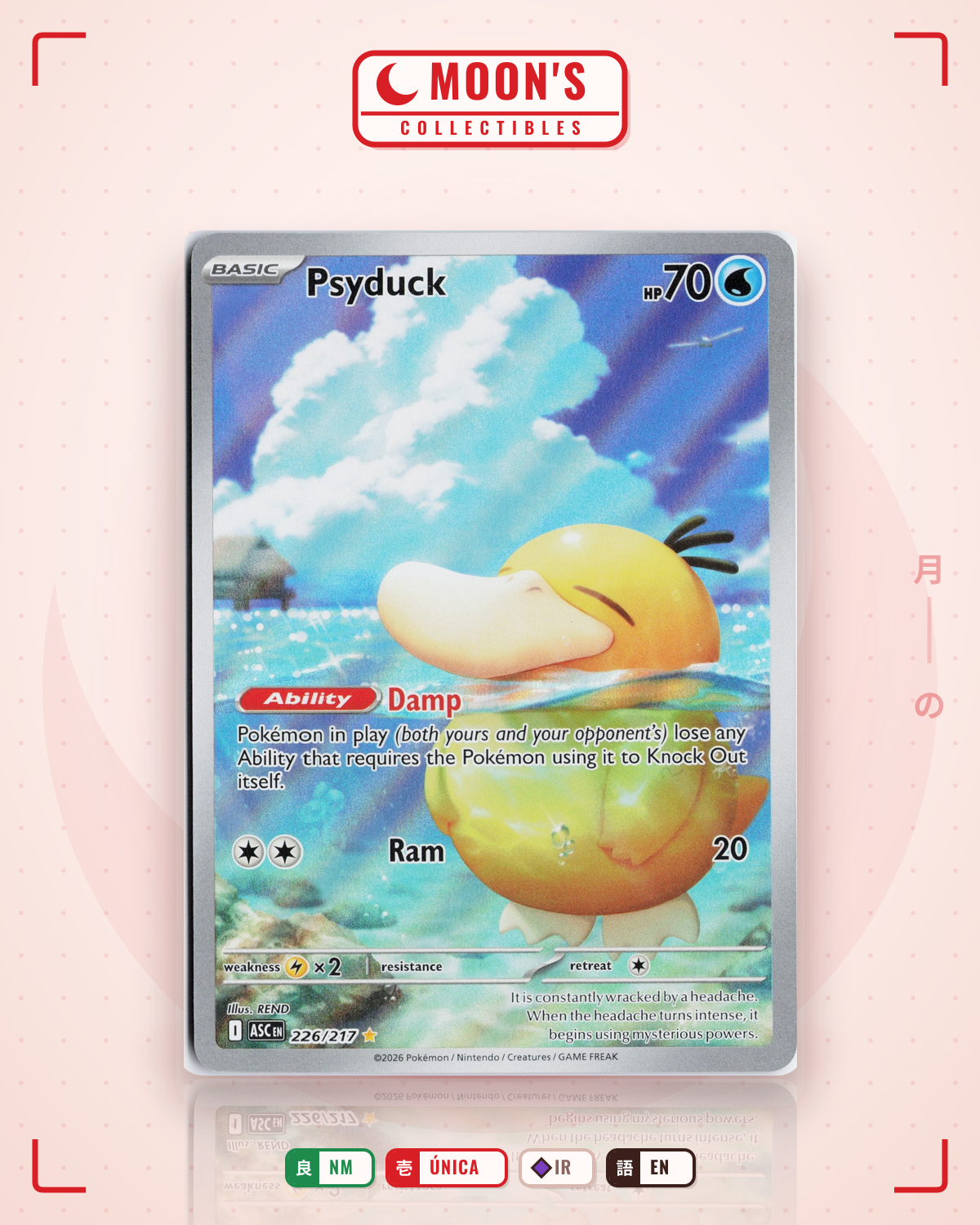 Carta Pokémon Psyduck · Ascended Heroes #226/217 (NM) — pieza única en Moon's Collectibles México