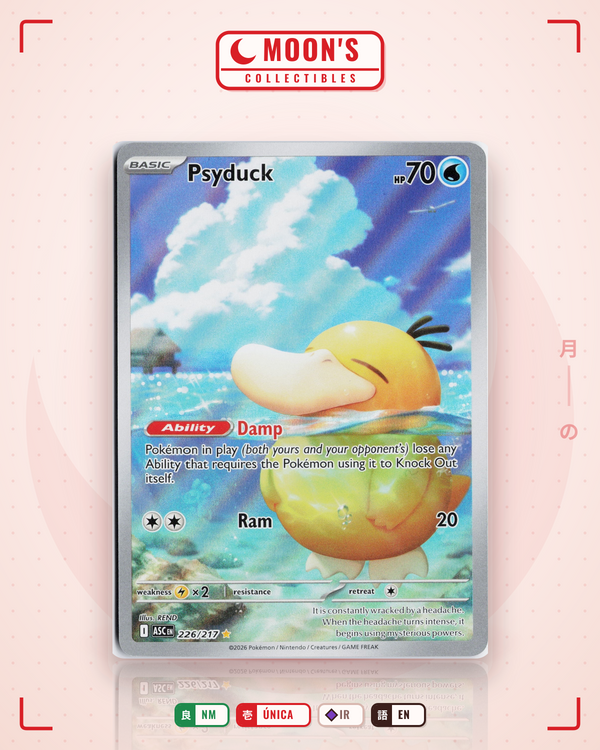 Carta Pokémon Psyduck · Ascended Heroes #226/217 (NM) — pieza única en Moon's Collectibles México