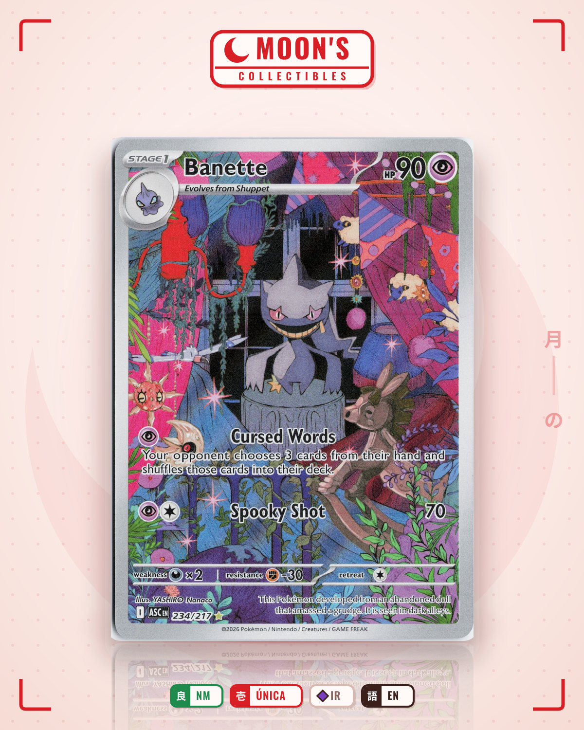 Carta Pokémon Banette · Ascended Heroes #234/217 (NM) — pieza única en Moon's Collectibles México