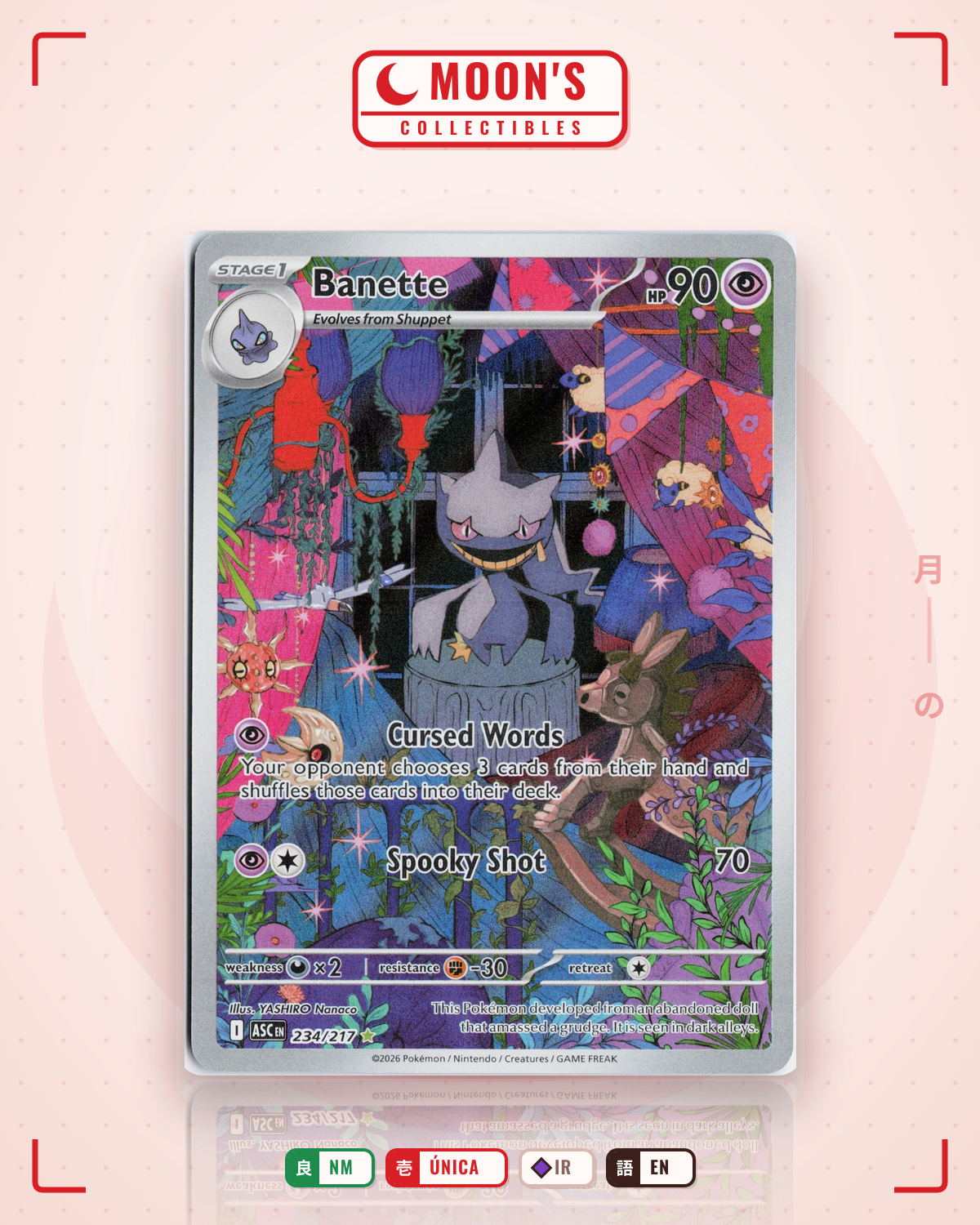 Carta Pokémon Banette · Ascended Heroes #234/217 (NM) — pieza única en Moon's Collectibles México