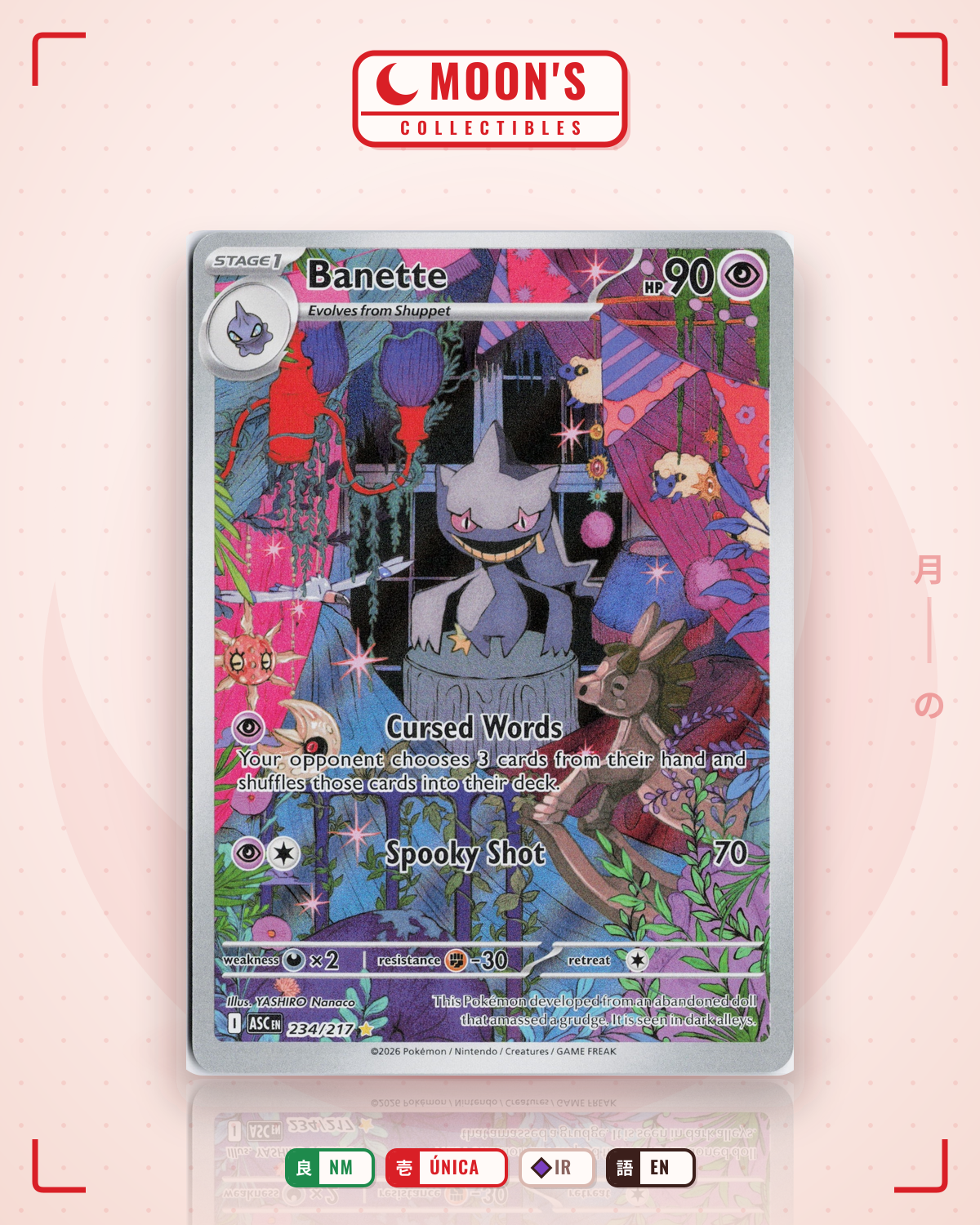 Carta Pokémon Banette · Ascended Heroes #234/217 (NM) — pieza única en Moon's Collectibles México