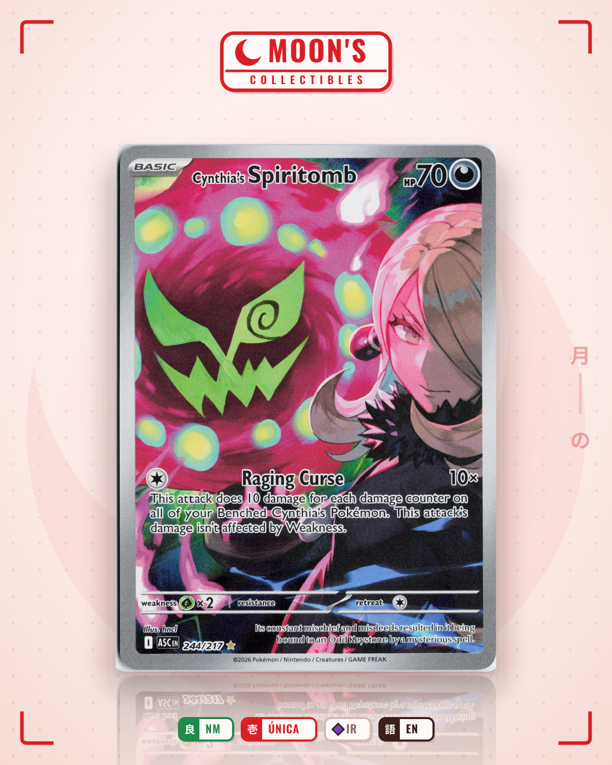 Carta Pokémon Cynthia's Spiritomb · Ascended Heroes #244/217 (NM) — pieza única en Moon's Collectibles México