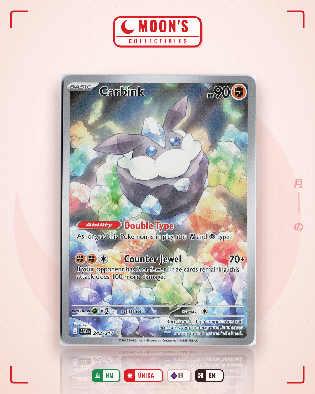 Carta Pokémon Carbink · Ascended Heroes #242/217 (NM) — pieza única en Moon's Collectibles México