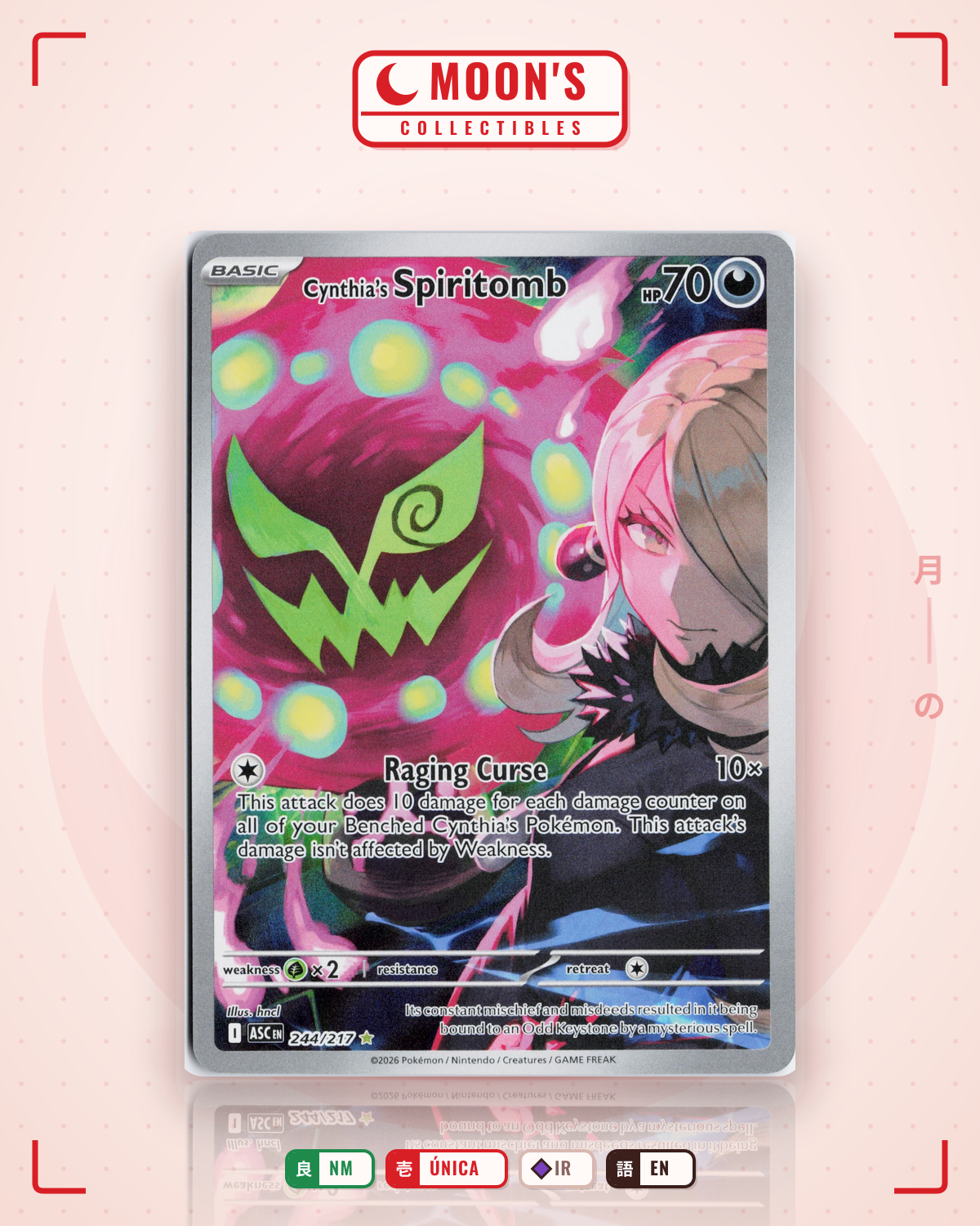Carta Pokémon Cynthia's Spiritomb · Ascended Heroes #244/217 (NM) — pieza única en Moon's Collectibles México