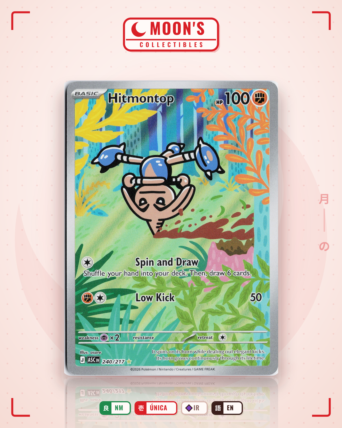 Carta Pokémon Hitmontop · Ascended Heroes #240/217 (NM) — pieza única en Moon's Collectibles México