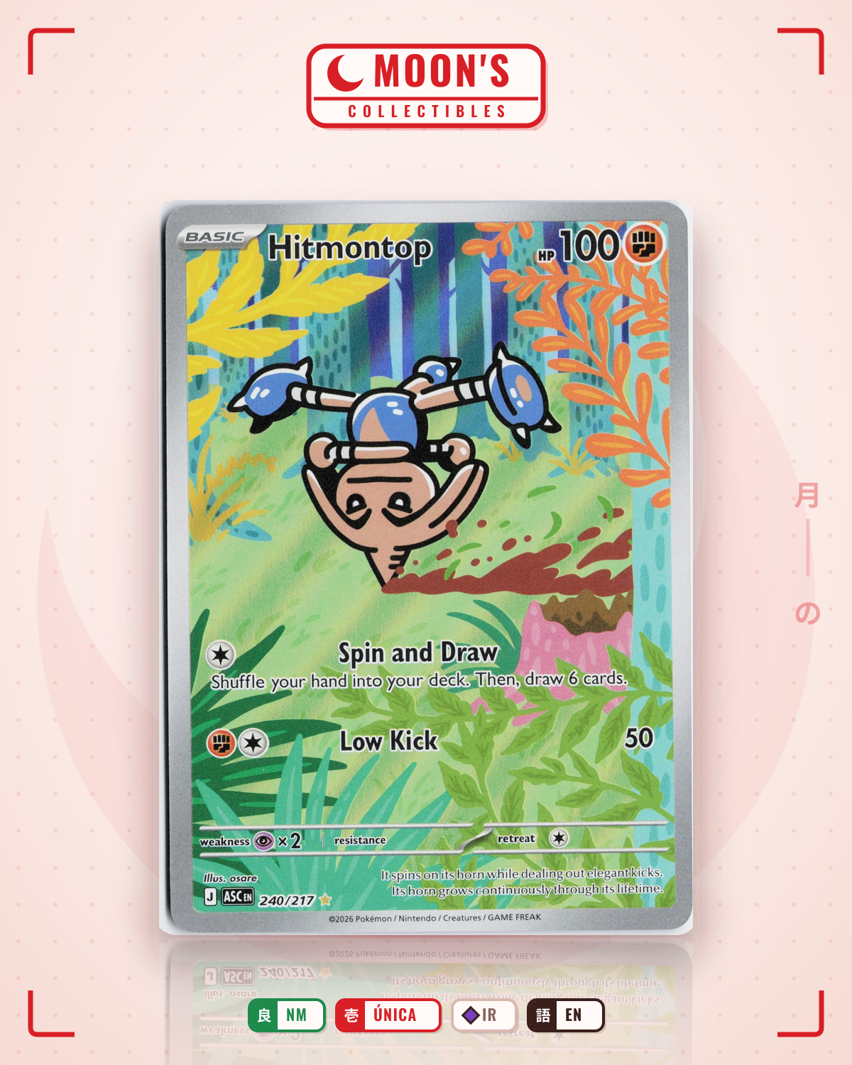 Carta Pokémon Hitmontop · Ascended Heroes #240/217 (NM) — pieza única en Moon's Collectibles México