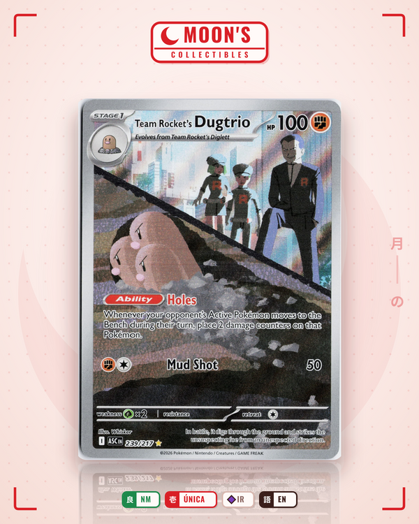 Carta Pokémon Team Rocket's Dugtrio · Ascended Heroes #239/217 (NM) — pieza única en Moon's Collectibles México