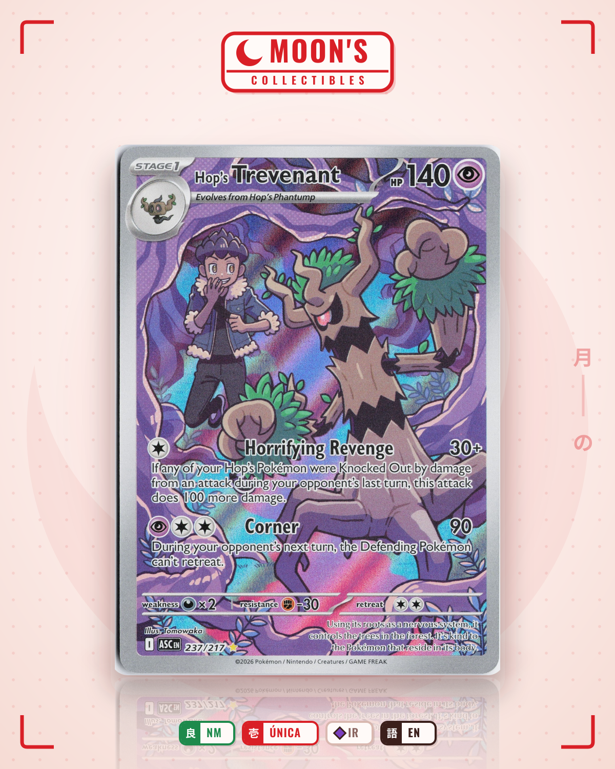 Carta Pokémon Hop's Trevenant · Ascended Heroes #237/217 (NM) — pieza única en Moon's Collectibles México