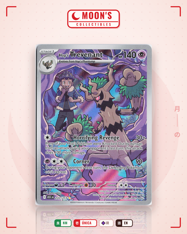 Carta Pokémon Hop's Trevenant · Ascended Heroes #237/217 (NM) — pieza única en Moon's Collectibles México
