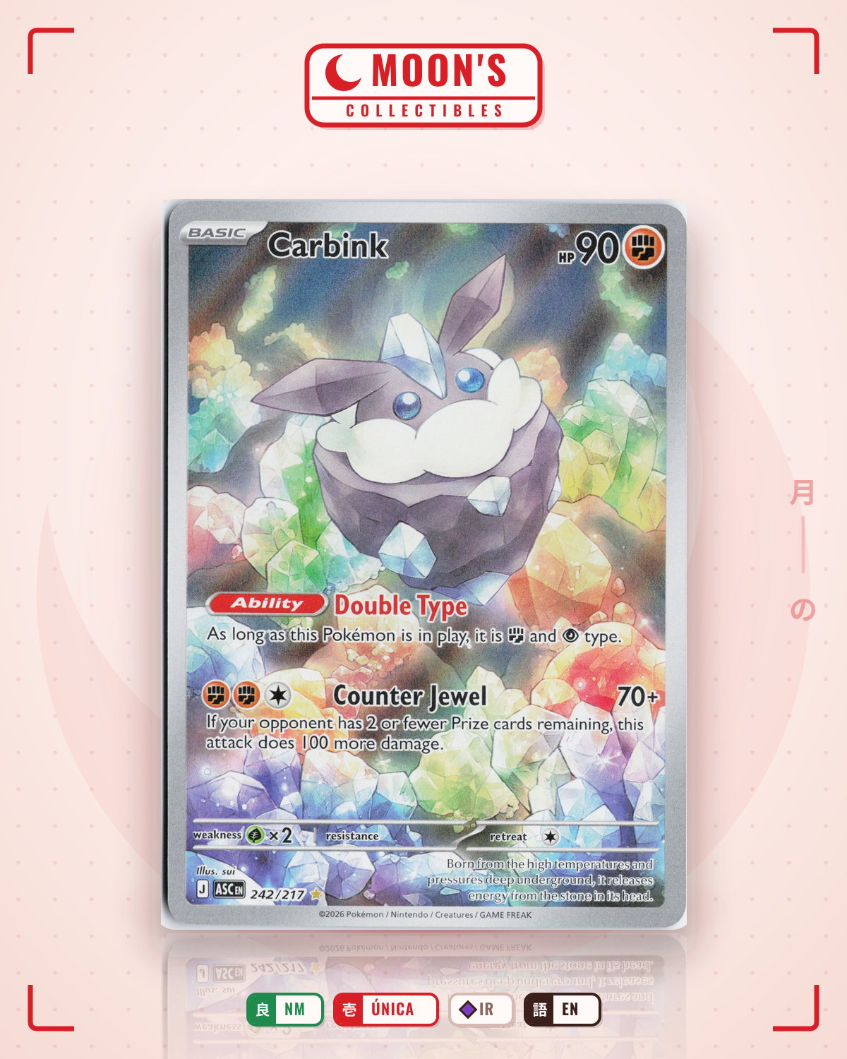 Carta Pokémon Carbink · Ascended Heroes #242/217 (NM) — pieza única en Moon's Collectibles México