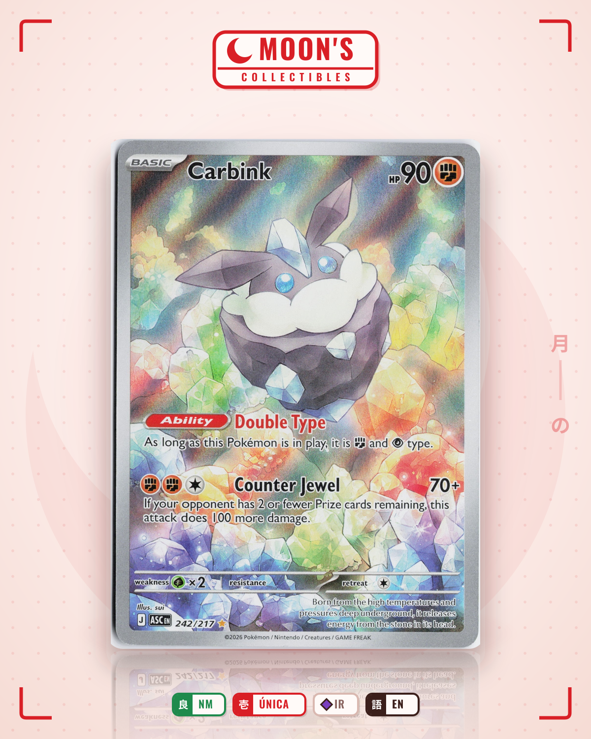 Carta Pokémon Carbink · Ascended Heroes #242/217 (NM) — pieza única en Moon's Collectibles México