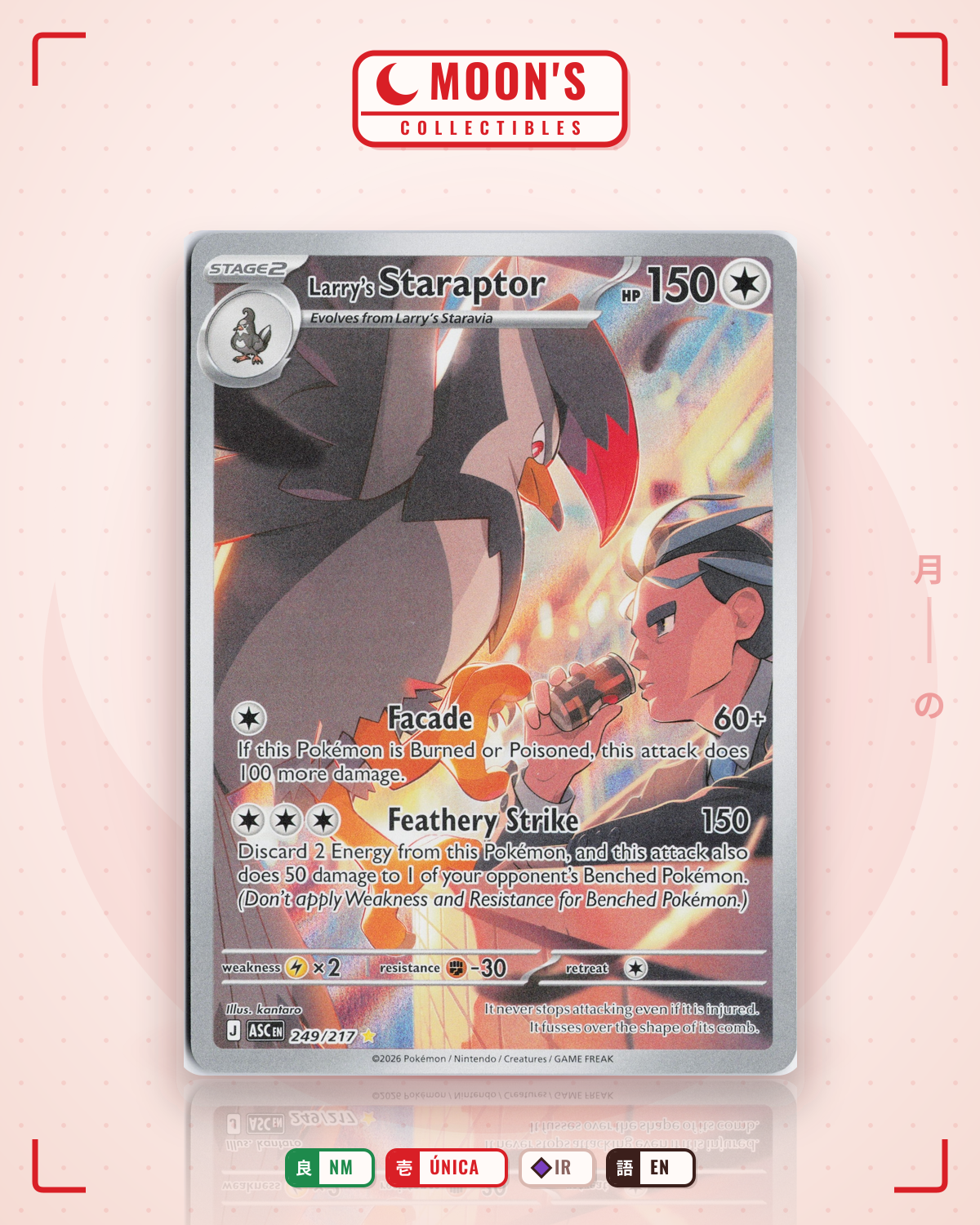Carta Pokémon Larry's Staraptor · Ascended Heroes #249/217 (NM) — pieza única en Moon's Collectibles México