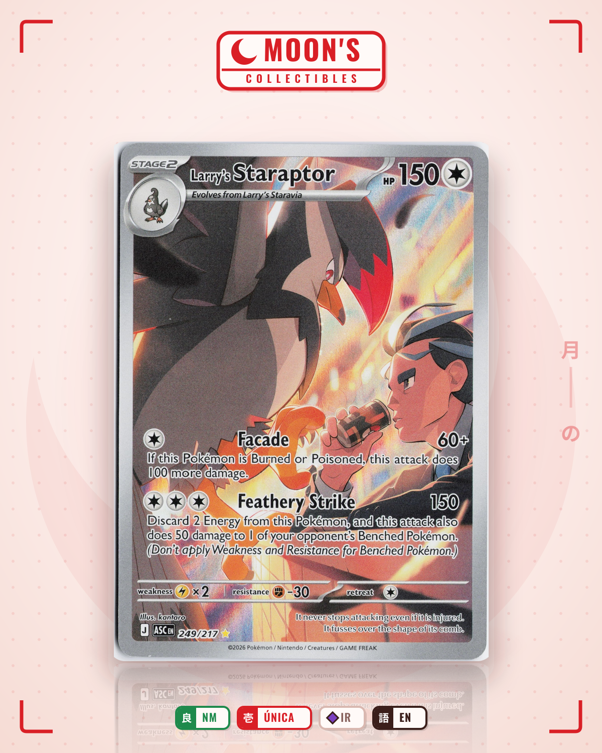 Carta Pokémon Larry's Staraptor · Ascended Heroes #249/217 (NM) — pieza única en Moon's Collectibles México