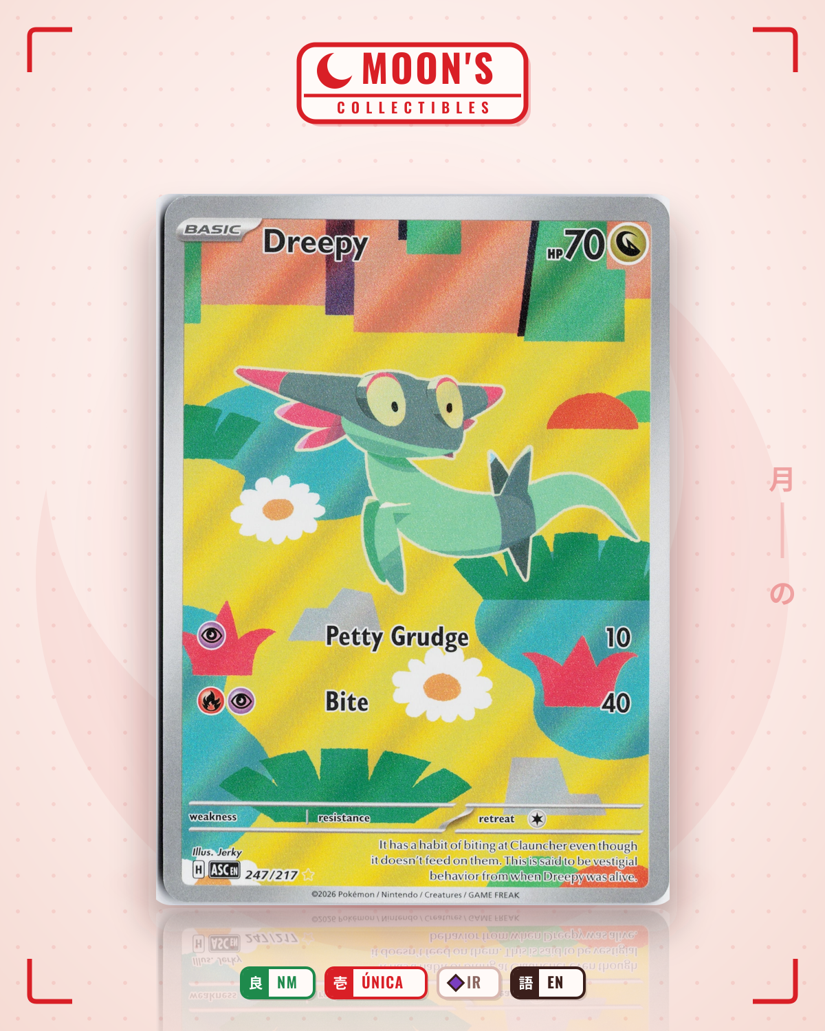 Carta Pokémon Dreepy · Ascended Heroes #247/217 (NM) — pieza única en Moon's Collectibles México