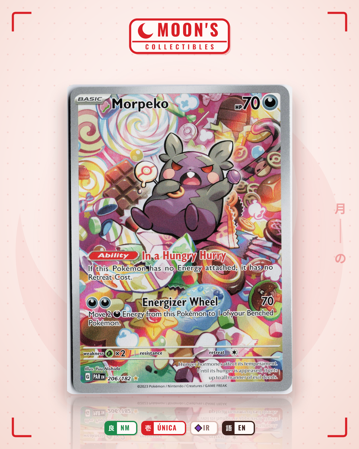 Carta Pokémon Morpeko · Paradox Rift #206/182 (NM) — pieza única en Moon's Collectibles México